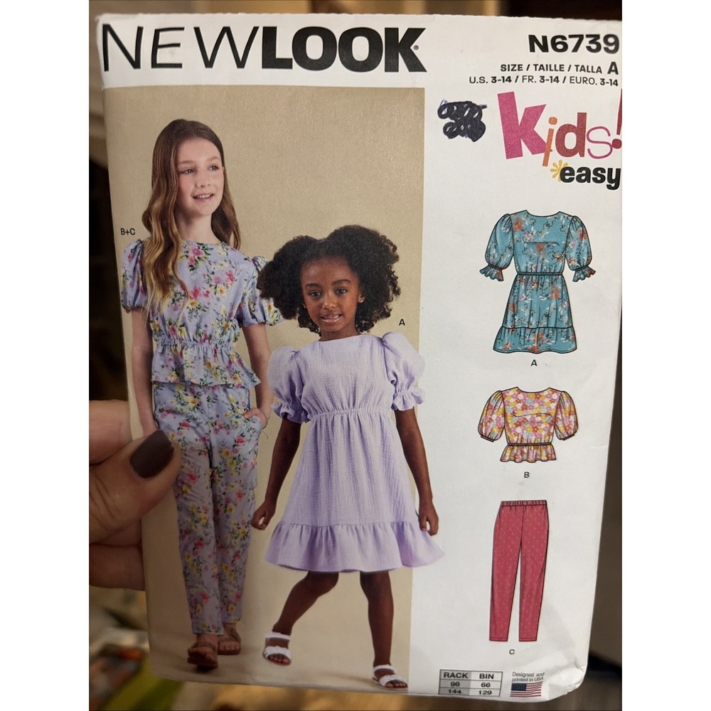 New Look N6739 Kids Girl Dress Top Pants Sewing Pattern Uncut Size 3-14